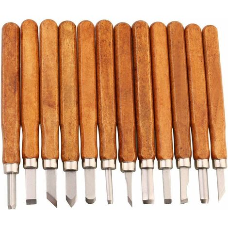 Handcrafted Bois Sculpture Outil Bois Artisanat Ciseau Couteau à Découper, Fait à la main pour Sculpture Diy Poignée Cire Sculpture Céramique - 12 Pieces