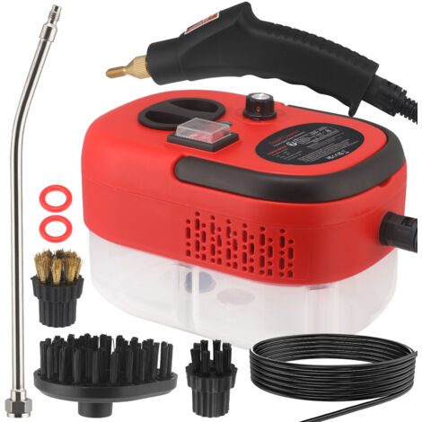 Handdampfreiniger mit Druckfunktion und Zubehörset für verschiedene Oberflächen, 1500 W, 105 °C, 6 Stufen, 1200 ml Wassertank, ABS, Rot/Weiß/Gelb (optional)