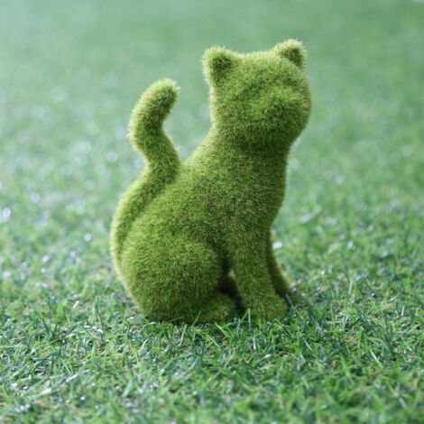 Handgefertigte, beflockte Tierfigur aus Kunstharz im europäischen Stil mit simuliertem Moos für den Garten, Modell B