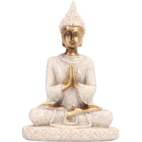 Handgefertigte Buddha-Statue aus Kunstharz, detailreich gestaltet und frostbeständig, ideal für Flur oder Inneneinrichtung