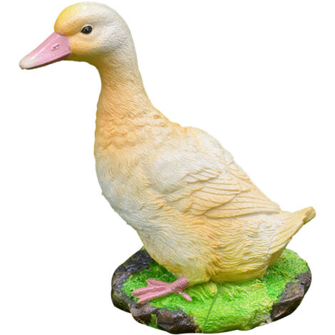 Handgefertigte Entenfigur aus Kunstharz, gelbe Gartendekoration, detailreiche, wetterfeste Tierskulptur für Rasen oder Terrasse