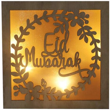 Handgefertigte Ramadan-Laterne aus Holz – 3D-LED-Licht mit Mond und Sternen für Partydekoration