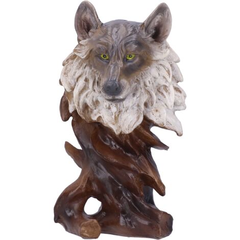 Handgefertigte Tierskulptur aus Kunstharz, dekorativer Wolf für Zuhause oder Büro, 26,7 x 15 x 10 cm