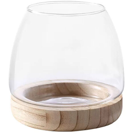 Handgefertigte, transparente Glasvase mit handgefertigtem Design – Höhe 19 cm, Öffnungsdurchmesser 11 cm, Sockel 17 cm