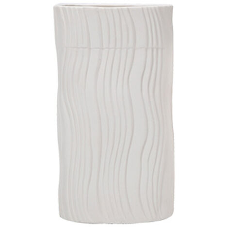 Handgefertigte Vase – Große, naturbelassene, gestreifte Keramikvase – Kreative, minimalistische, weiße Blumenvase – Dekoration für Zuhause oder Büro