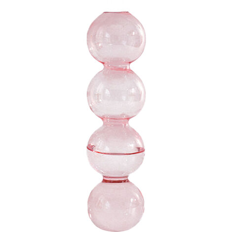 Handgefertigte Vase von Lumicolors – Vierkugel-Glasvase – Größe 23 × 6 cm, 70 g – Umweltfreundlich, Blau, Gelb, Klar, Rosa – Ideal als Dekoration und Geschenk