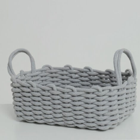 Handgefertigter Aufbewahrungskorb aus Baumwollseil im skandinavischen Stil, Schreibtisch-Organizer für Schlüssel, Snacks, Unterwäsche, grau, 36 x 25 x 15 cm