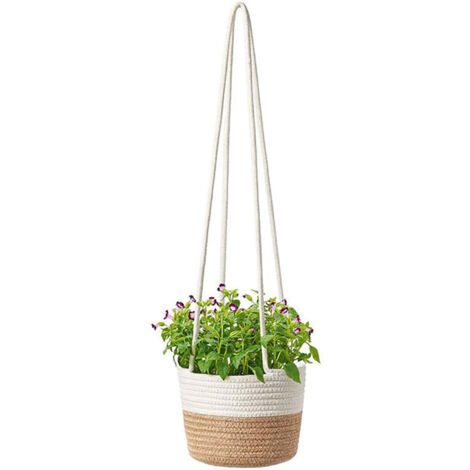 Handgefertigter Hängekorb aus natürlichem Hanfseil [Boho Chic] - Groß, elegant und langlebig (1 Stück)