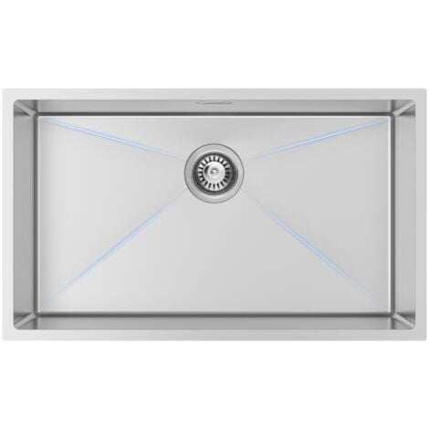 LONHEO Handgemachte Einbauspüle XXL 74 x 44cm Küchenspüle Edelstahl Einzelbecken Spülbecken Waschbecken, Geeignet für Desktops länger als 80cm