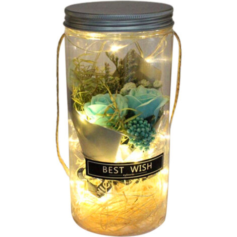 Handgemachte Rosenseife mit LED-Lichterkette in einer Flasche – Romantisches Geschenk für Geburtstage, Hochzeiten oder Valentinstag