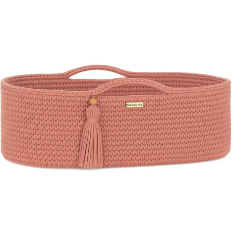 Handgemachter Boho-Baumwoll-Moseskorb mit Matratze - Blush