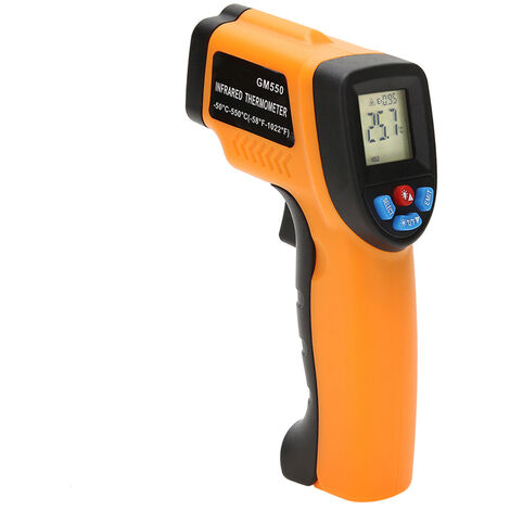 Handheld Berührungsloses digitales Infrarot-Thermometer Pyrometer Aquarium LCD-Laser-Thermometer Außenthermometer -50 550 C,Orange