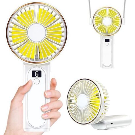 Handheld Fan - Portable Mini Fan - Rechargeable - With Power Bank Function - 6-Speed Adjustment - Neckband Mini Fan - USB Rechargeable Fan - 65x50x170mm