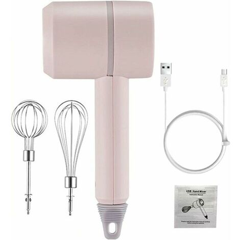 Handheld Kitchen Mixers - 3 Speeds Cordless Portable Lightweight Egg Beater for Whisking Cookies Cakes Stacks Pink