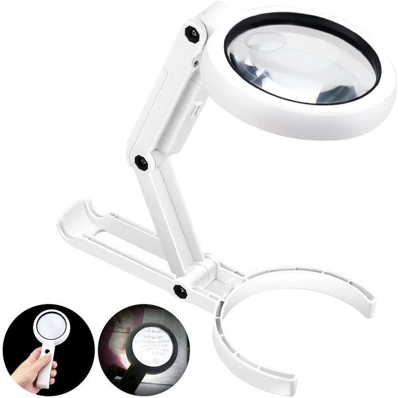 Tinor - Handheld Magnifier, 5X 11X Tabletop Magnifying Glass with Folding Stand, for Office, Jewelry, Newspaper, Reading, Watch Repair Craft
