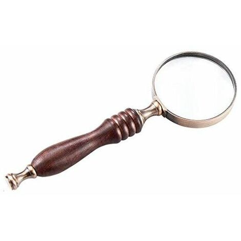 Handheld Magnifier, Antique Handle Magnifier 10X Reading Magnifying Glass Loupe Magnifier for Reading Book, Inspection, Coins, Insects, Rocks, Map, Crossword Puzzle