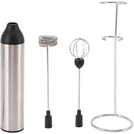 Handheld Milk Frother Lightweight Stainless Steel ABS Electric Whisk with 2 Mixing Head