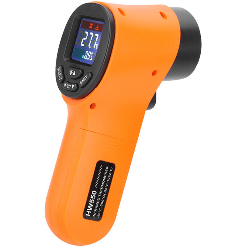 Handheld Non-contact Digital Infrared Thermometer Pyrometer Aquarium LCD Laser Thermometer Outdoor Industrial Thermometer -50~550 C,model:Orange