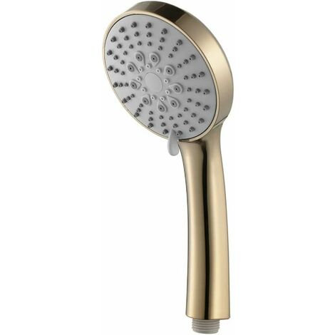 Handheld Shower Head High Pressure 5 Functions Shower Head Water Saving Hand Shower Head ABS Brushed Gold Rain Hand Held Shower Head with Silicone Water Outlet