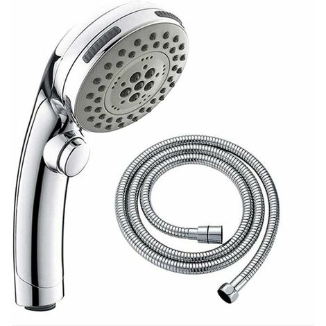 Handheld Shower Head with 1.5M High Pressure Hose 5 Jet Water Saving Handheld Shower Head with Shower Hose, One Button Water Stop Button, Nine Stage Independent Electroplating