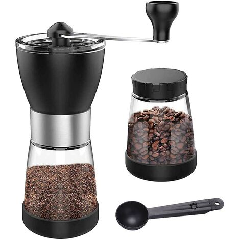 Handkaffeemühle mit Bürste, einstellbare Grobheit, Kräuter- und Gewürzmühle, Kurbel-Keramikmühlen, von