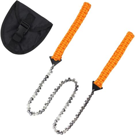 Handkettensäge aus Carbonstahl Kettensäge mit Gürteltasche Gartensäge AST Säge Taschensäge Drahtsäge für Camping Outdoor Survival Saw, Baum Holz Schneiden 65cm(33 Zähnen)