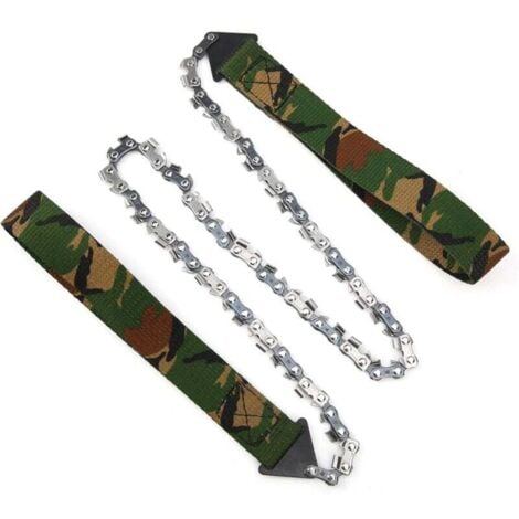 XVX Handkettensäge - Mini-Handkettensäge zum Überleben im Freien, 33T, Logging, Camping, Taschensäge, Camouflage