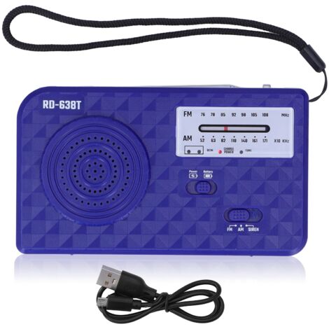 Handkurbel-Campingradio mit Taschenlampe, USB-Ladegerät und Solarstromversorgung – Blau