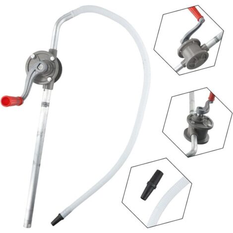 Handkurbelpumpe aus Aluminium – Fördermenge 15 l/min – Verstellbare Schlauchlänge für Fässer und Tanks – Förderung von Diesel und Ölen