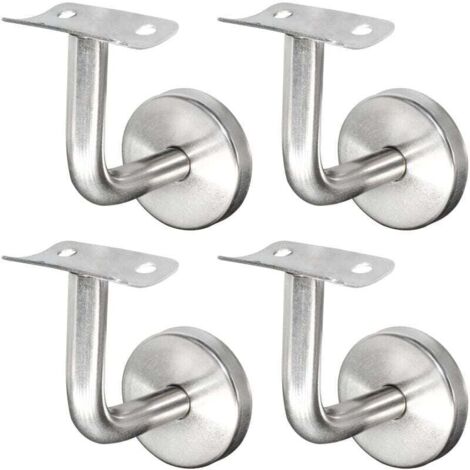 Handlaufhalterungen zur Wandmontage, Treppengeländerhalterungen aus Edelstahl, Wandmontage, Handlaufhalterungen für Treppengeländer, Wandmontage, Silber, 4 Stück