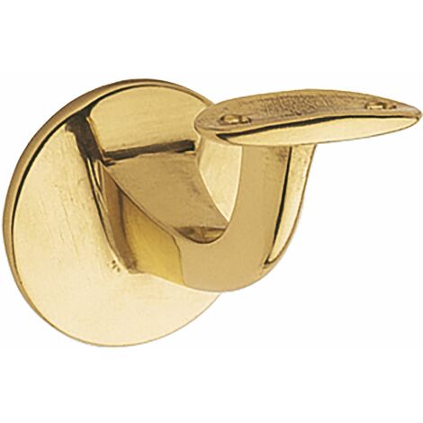 Handlaufträger mit gewölbter Auflage, Wandabstand  65mm, Messing poliert