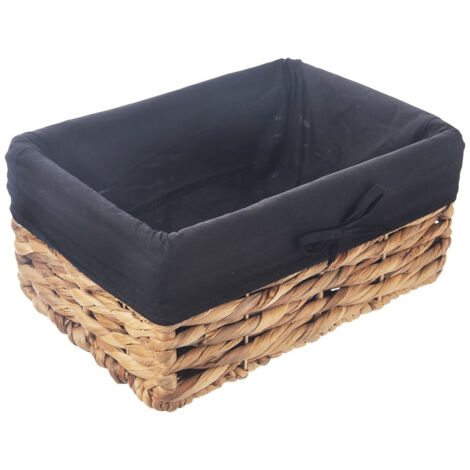 Handmade basket with removable black upholstery