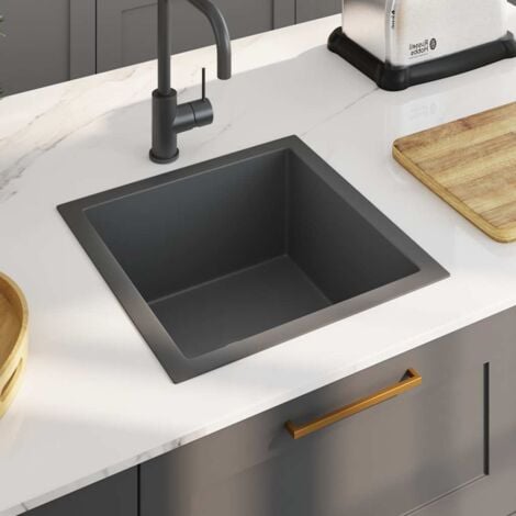 Handmade Kitchen Sink Black Stainless Steel vidaXL