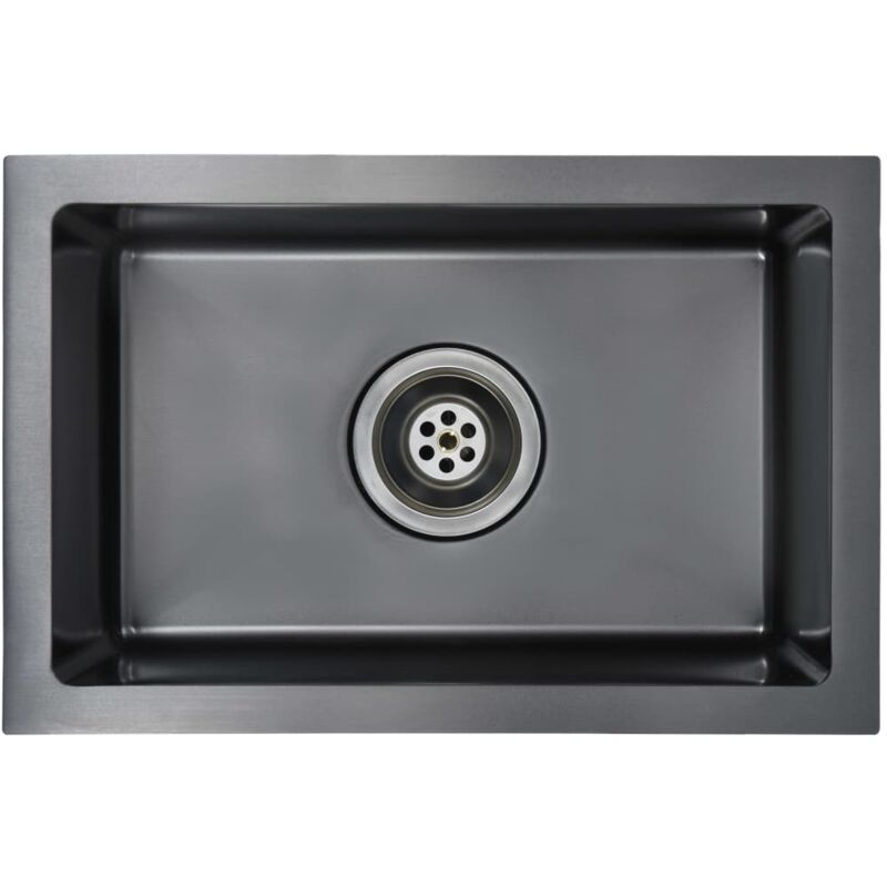 Vidaxl - Handmade Kitchen Sink with Strainer Black Stainless Steel - Black