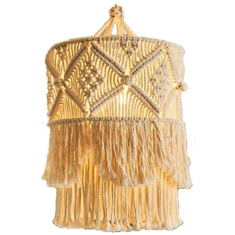 Handmade Wall Tapestry Lampshade Macrame Boho Decor Handcraft Tassel Background Headboard Hanging