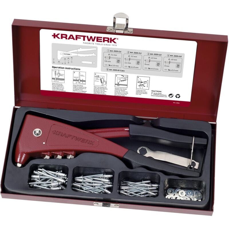 Set rivetti assortiti + rivettatrice 2223
