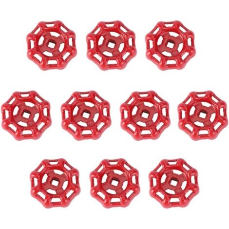 Handradventil, Kugelhahn aus Eisen, Absperrventil, Wasserhahn, Wasserrohr, Oberteil, Griff 6x6 mm (rot) – 10 Stück