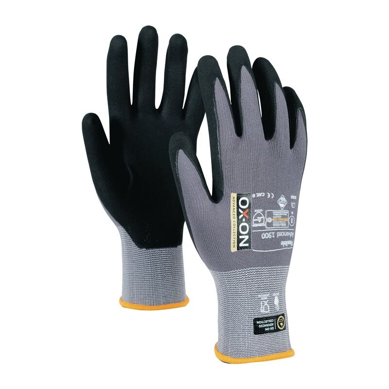 OX-ON 92068 Handschuhe Flexible Advanced 1900 Größe 8 schwarz/hellgrau EN388 EN4