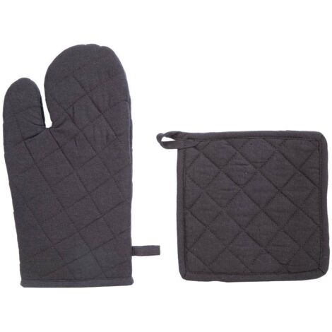 Handschuh und Topflappen - Baumwolle - dunkelgrau