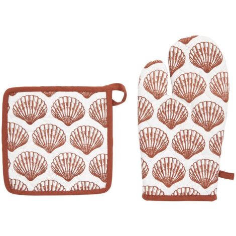 Handschuh und Topflappen Oceania terracotta mit Muschelprint - Atmosphera créateur d'intérieur