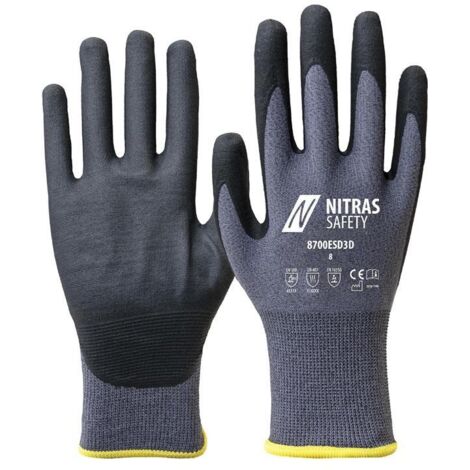 Handschuhe 8700ESD3D Größe 10 grau/schwarz EN 388/EN 407/EN 16350 PSA-Kategorie II