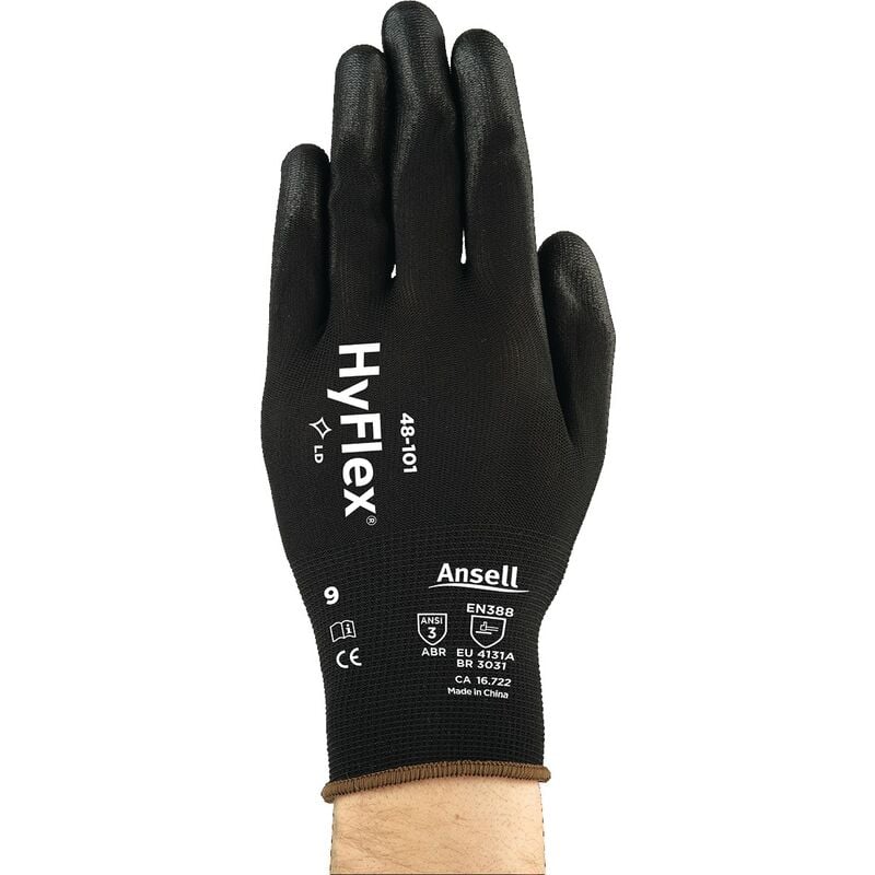 Handschuhe HyFlex® 48-101 Gr.10 schwarz EN 388 PSA II Nyl.m.PU ANSELL