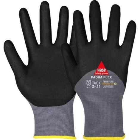 Handschuhe Padua Flex Gr.7 schwarz/grau EN 388 PSA II Nylonfeinstrick Nitril