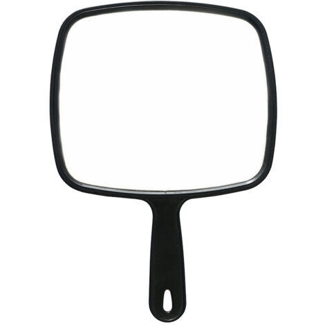 Handspiegel, flacher schwarzer Handspiegel mit Griff, quadratisch, 21,5 cm