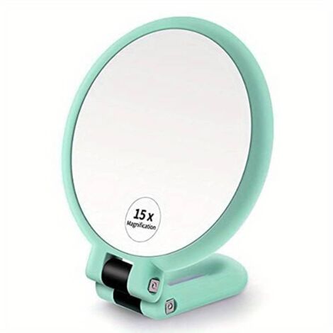 Handspiegel mit 15-facher Vergrößerung – doppelseitiger Klappspiegel mit verstellbarem Griff – perfekt fürs Reise-Make-up