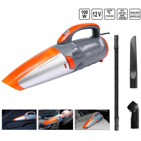 Handstaubsauger 12 Volt KFZ Netzstecker Beutellos Nass und Trocken Auto 100 Watt
