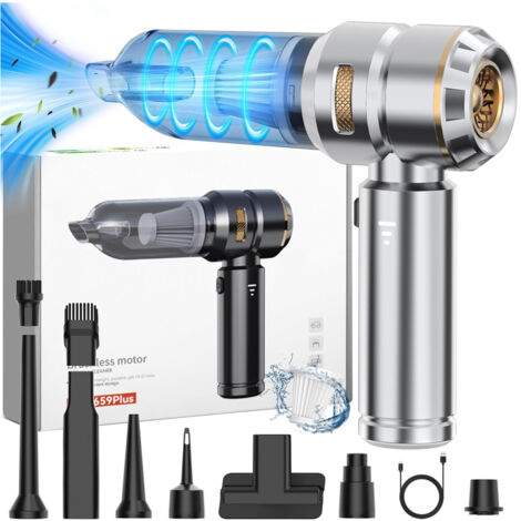 Handstaubsauger, 4-in-1 16000PA Handheld Kabelloser Staubsauger 6000mAh Akku mit bürstenlosem Motor Luftstaub & Luftgebläse & Pumpe, Staubsauger für Auto, Büro und Hausreinigung - Silber-Gold