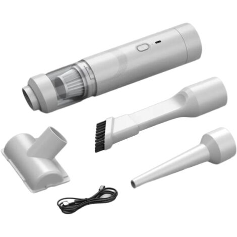 Handstaubsauger Akku, 20000Pa Handstaubsauger Kabellos mit USB-C Schnellladung, 2 in 1 Auto Staubsauger Stark Multifunktion Luftgebläsepumpe, Mini Staubsauger für Auto Outdoor Weiß
