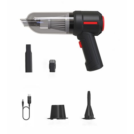 Handstaubsauger, kabellos, wiederaufladbar, Leistung 45 W, 9.000 PA, 2.000 mA, schwarz