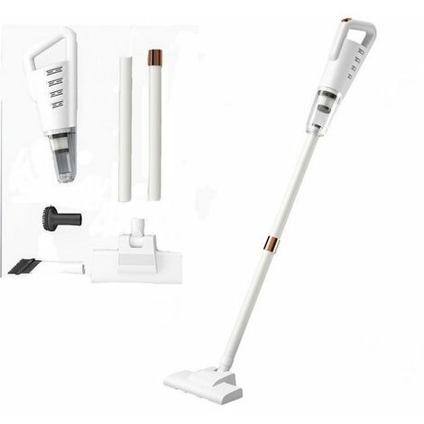 Handstaubsauger, Staubsauger kabellos, Besenstiel, Elektrobesen, leise, hohe Saugkraft, Mobil wiederaufladbar, Weiß, KINSI